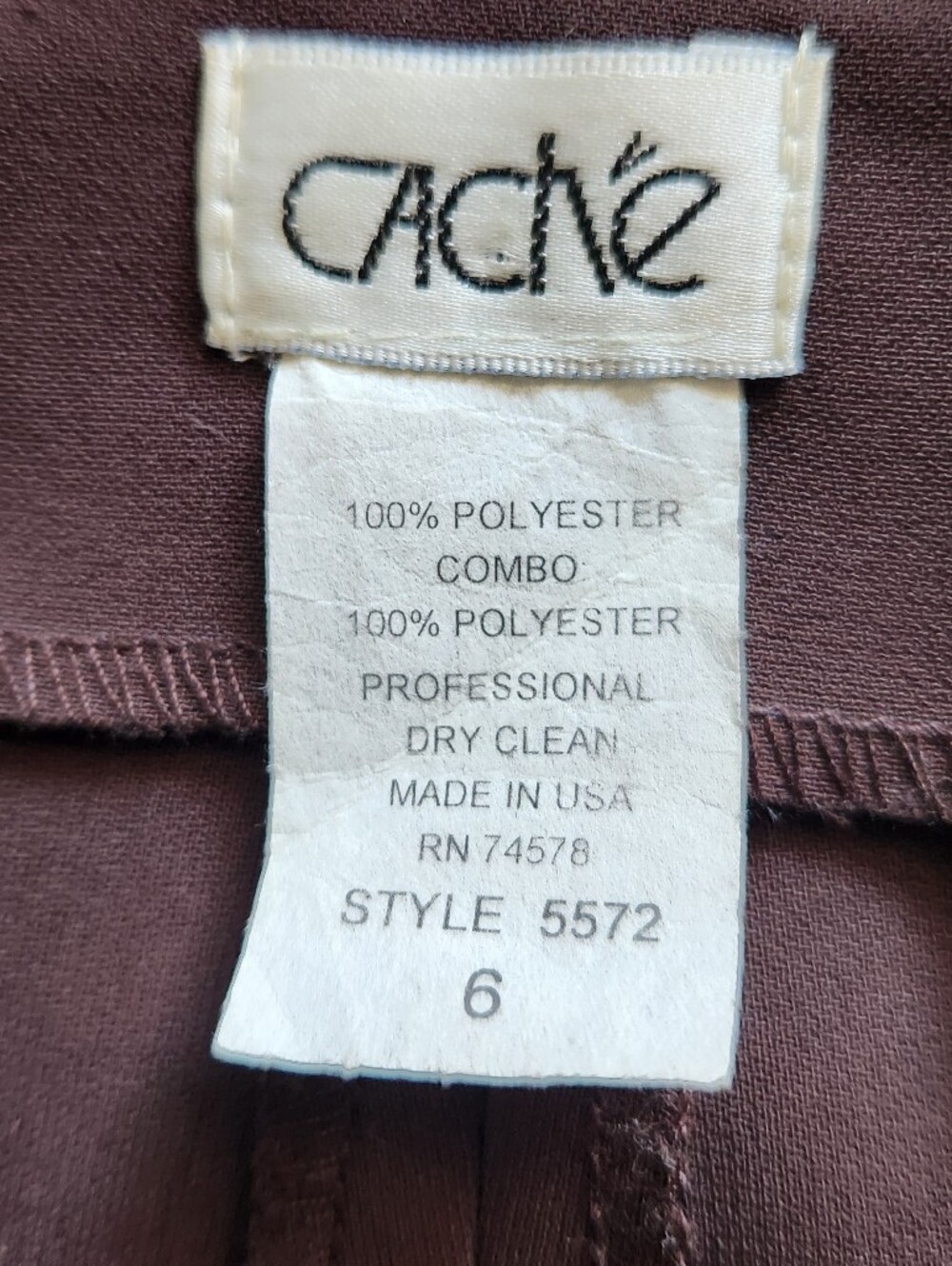 Cache Y2K Low Waist Brown Wide Leg Front Slit Trouser Pants Size 6 - Picture 2 of 8